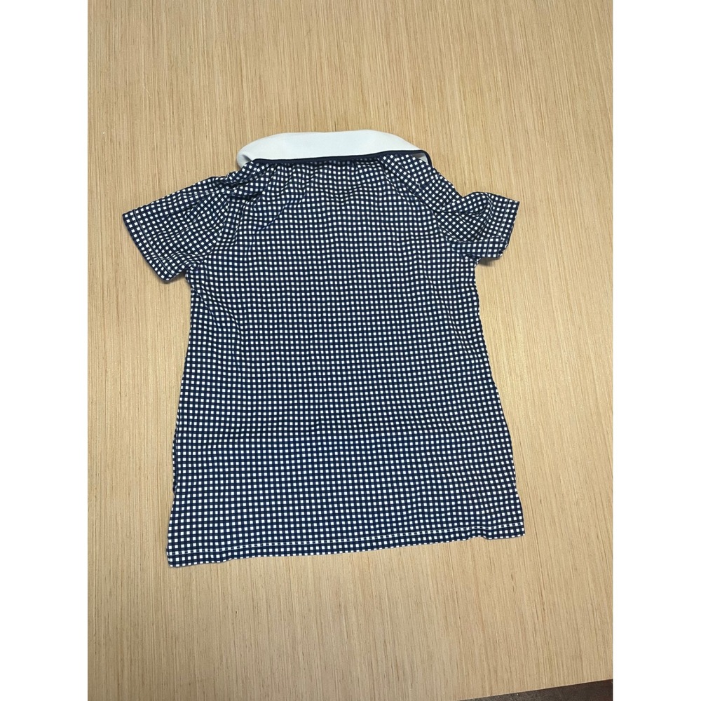 Lands End Womens Navy Blue Gingham Supima Cotton Short Sleeve Polo Shirt Small - Picture 6 of 7